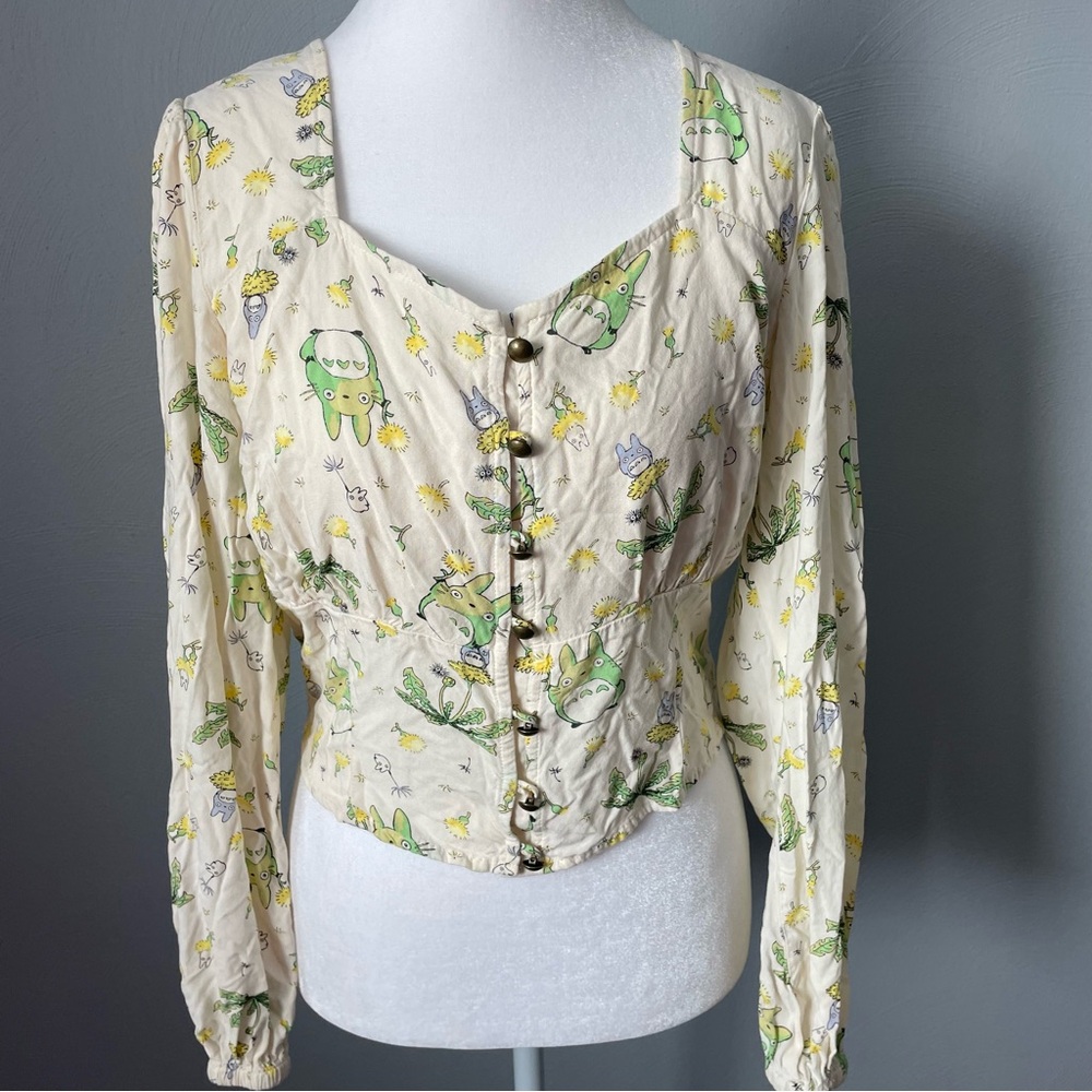 Hot Topic Ghibli My Neighbor Totoro Balloon Sleeve Blouse